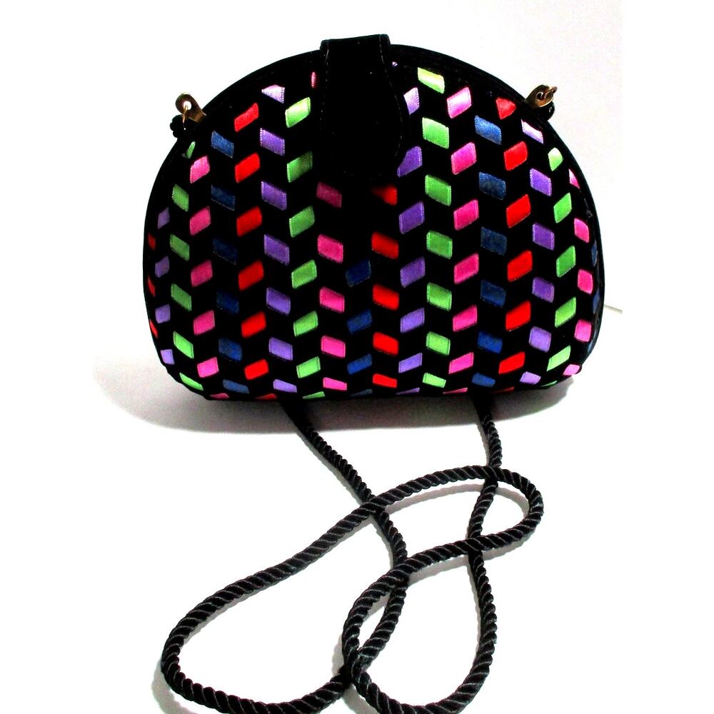 Vintage Marshall Fields 1980's Rainbow Ribbon Evening Bag Purse